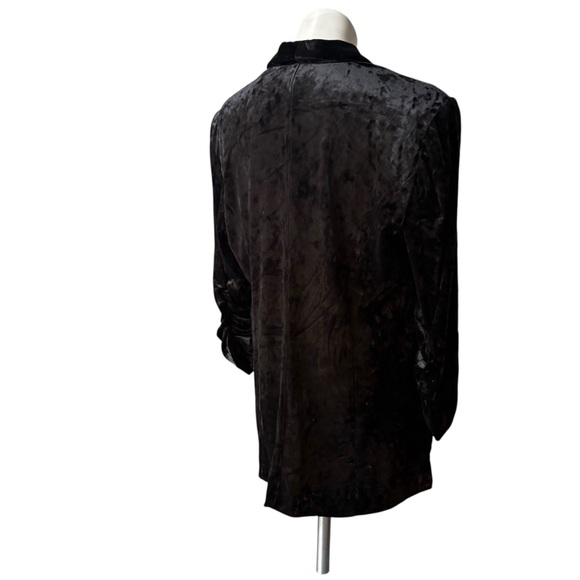 89th & Madison Black Crushed Velvet Open Front Blazer Cinched Sleeve Cuffs, Sz L - Picture 4 of 14